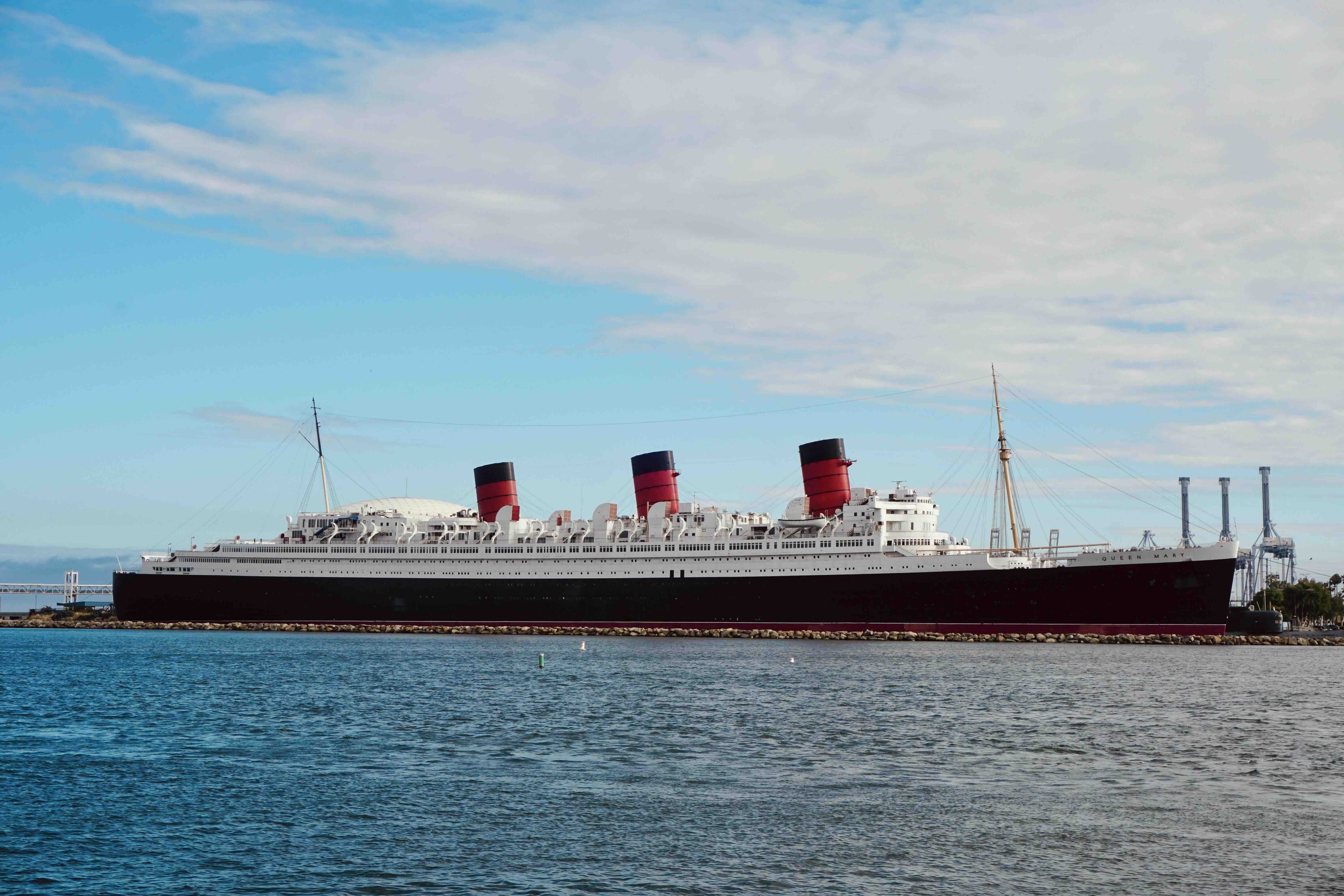 Historic ocean liner by the harbor